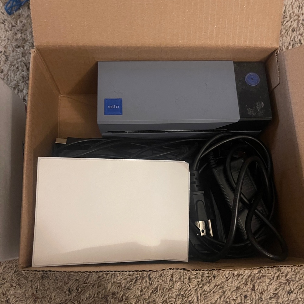Rollo thermal printer with shipping labels and small labels